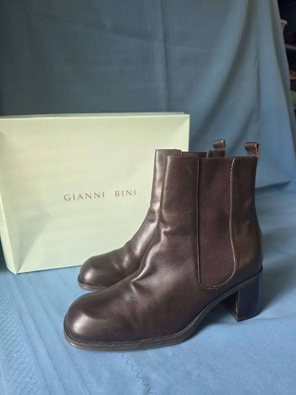 Gianni Bini Selby Western Brown Leather Ankle Boots 7.5M